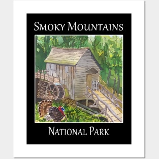 Old grist mill in Cades Cove, the Smoky Mountains National Park Posters and Art